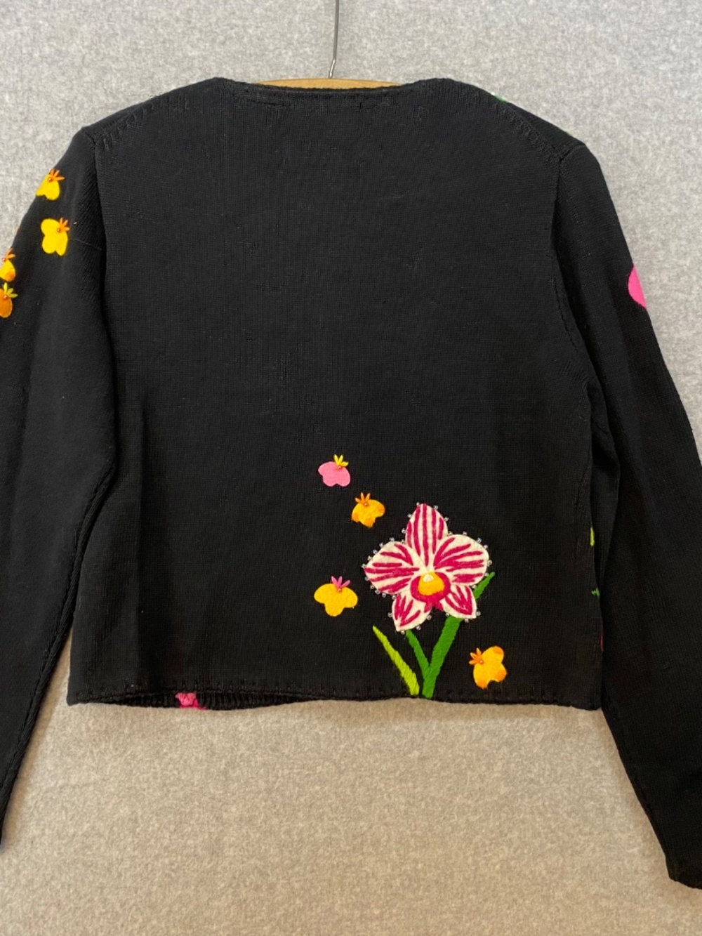 NEW! Vintage Michael Simon Cardigan M • Floral Beaded Embroidered • Art - Picture 9 of 10